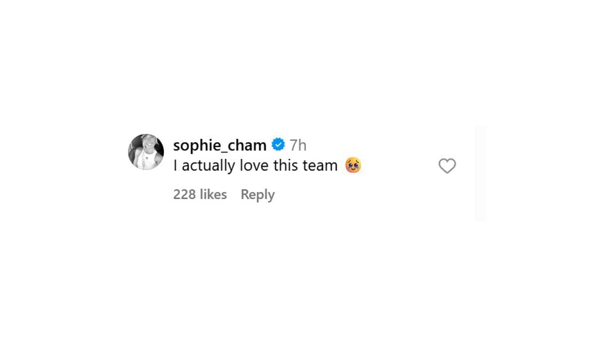 Sophie Cunningham shows love to her team in the comments section (Source: Bri Lewerke/Instagram)